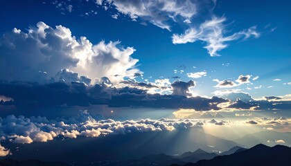 Dramatic sunset clouds over mountains