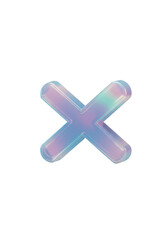 Fototapeta premium 3D Iridescent X Cross Mark Symbol Isolated On Transparent Background Illustration