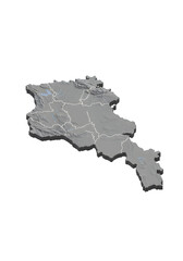 3D Isometric Render Of Armenia Map Isolated On Transparent Background