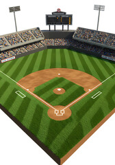 3D Isometric Baseball Stadium Illustration Isolated on a Transparent Background