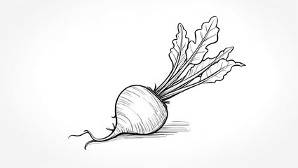 Simple line art of a beetroot, pencil strokes.