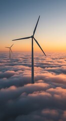 雲海と風力発電