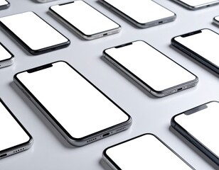 Multiple modern smartphones with blank screens