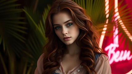 Stylish Woman with Porcelain Skin and a Pink Blouse