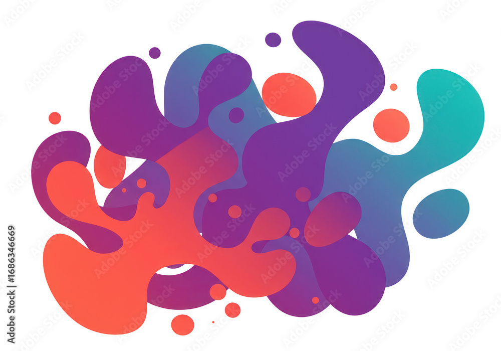 Poster abstract colorful fluid shapes isolated on transparent background