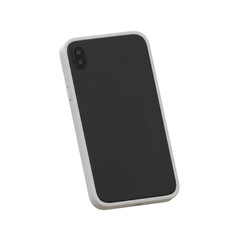 3D Render of a Black Smartphone with White Border Isolated on Black Background