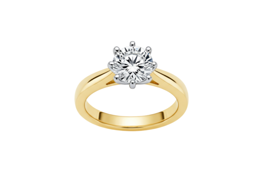 Gold ring with central diamond transparent background jewelry accessory engagement wedding symbol