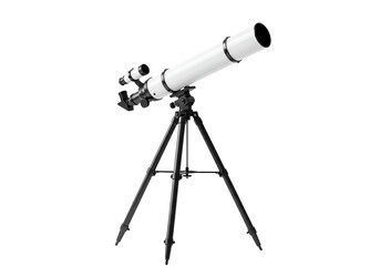Refractor telescope on tripod transparent background astronomy equipment science space exploration