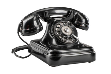 Vintage black rotary phone, isolated