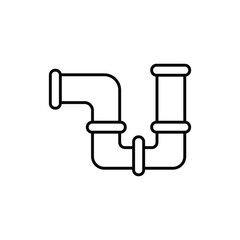 A black outline depicts a Ushaped plumbing trap It has two vertical pipes connected by horizontal pipes and curved elbows. Editable stroke. Icon vector illustration