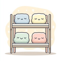 Cute cartoon bunk bed with pillows