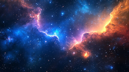 Fototapeta premium Expansive cosmic scene of a galaxy with stars and colorful nebulae in deep space. Perfect for astronomy, sci-fi, or space-themed designs.