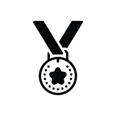 Black solid icon for medal