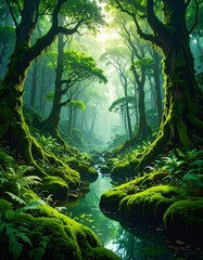 Lush Forest Stream Scene