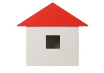 Simple red roof house icon 3 d render