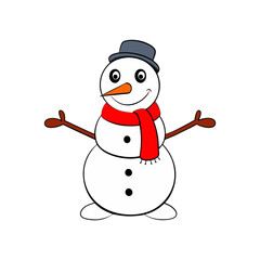 a cartoon snowman character with a carrot nose vector art