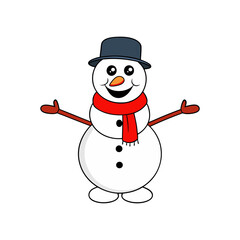 a cartoon snowman character with a carrot nose vector art
