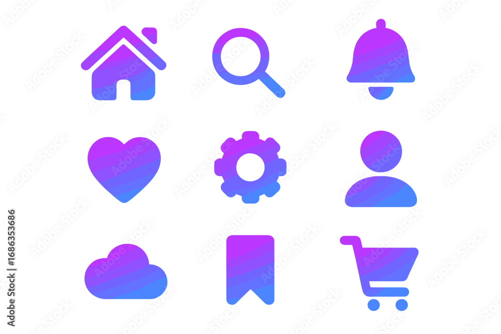 Leinwandbilder gradient ui icon set for web and mobile app design. modern minimalist vector symbols for user interf