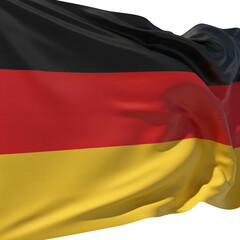 Naklejka premium 3D Render of Waving German Flag in Black Red and Yellow with Transparent Background