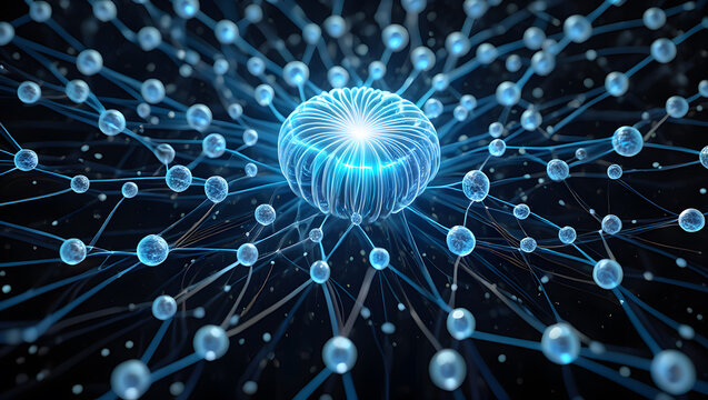 Abstract network connection with nodes and lines for technology, science, and communication