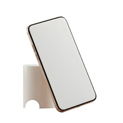 3D Render Smartphone On White Support Isolated On Transparent Background