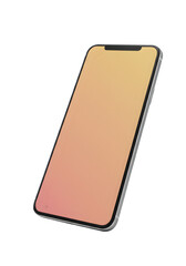 3D Render Smartphone With Pink And Orange Gradient Screen On Black Isolated Background