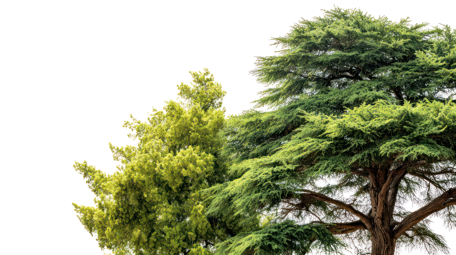 Pine tree with conical shape and green needle-like leaves on transparent background