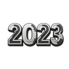 3D Rendered 2023 Number with Black And White Design on Transparent Isolated PNG