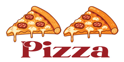 Whole and chopped pizza icon. Vector collection on white background
