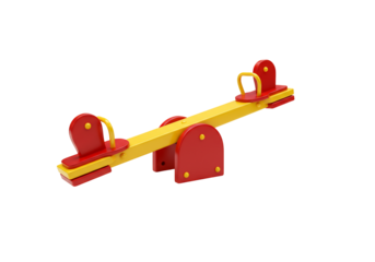 Red and yellow seesaw playground equipment 3 d model