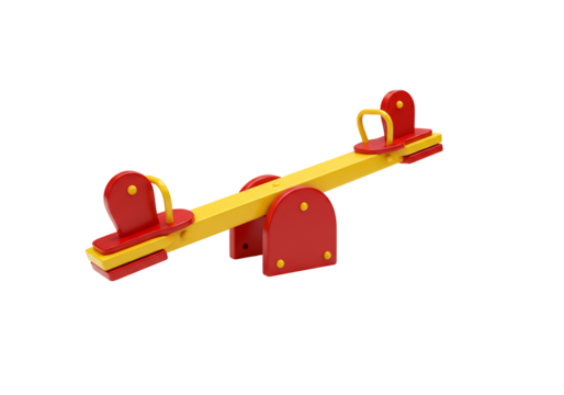 Red and yellow seesaw playground equipment 3 d model