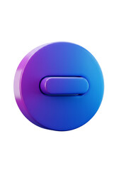 3D Rendered Blue Minus Button Isolated on a Transparent Background