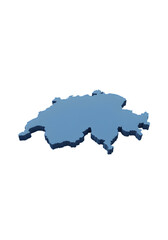 3D Rendered Blue Switzerland Map Silhouette Isolated on Transparent PNG Background