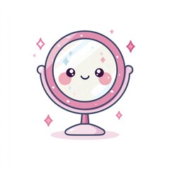 Cute cartoon handheld mirror illustration