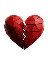 3D Rendered Broken Red Heart Illustration Isolated On Transparent Black Background
