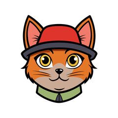 a cat head wearing a hat vector art