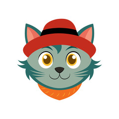 a cat head wearing a hat vector art