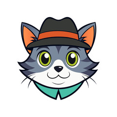 a cat head wearing a hat vector art