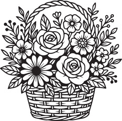 flower busket in black and white