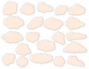 雲のようなモコモコのシンプルなフレームのセット　色ズレ・ピンク