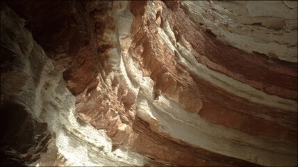 Shimmering rock layers formed by sedimentary strata, preserving fossils and geological memory.
