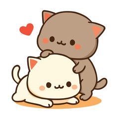 Cute Cartoon Cats Vector – Playful Love Pose 
