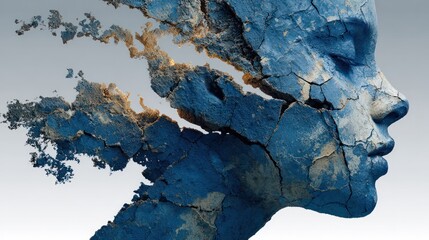 Cracked human form with abstract damage, symbolizing the invisible erosion of health and mental strength.