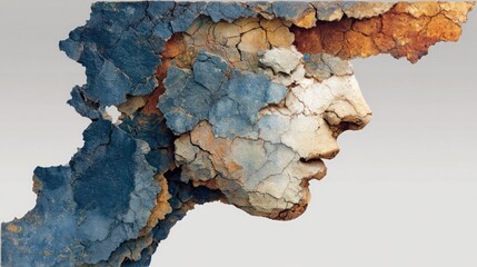 A fragmented human silhouette with hidden cracks, symbolizing unseen health threats and fragility.