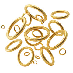 3D Rendered Golden Rings Collection Isolated on Transparent Background