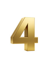 3D Rendered Golden Number Four Isolated On Black Background Illustration