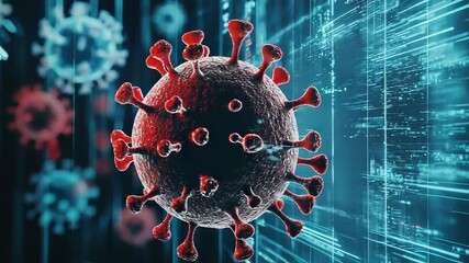 Coronavirus variant showing through digital display with data analysis - Powered by Adobe
