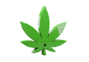 3D Rendered Green Cannabis Leaf Isolated On Transparent Background