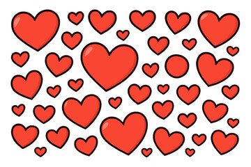 Hearts pattern vector background. Cute cartoon love symbols for Valentine's day. Romantic seamless wallpaper for wedding, anniversary, or celebration. Simple playful illustration.