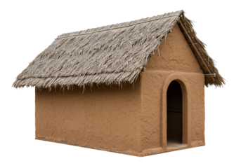 Clay hut thatched roof simple rural house structure building